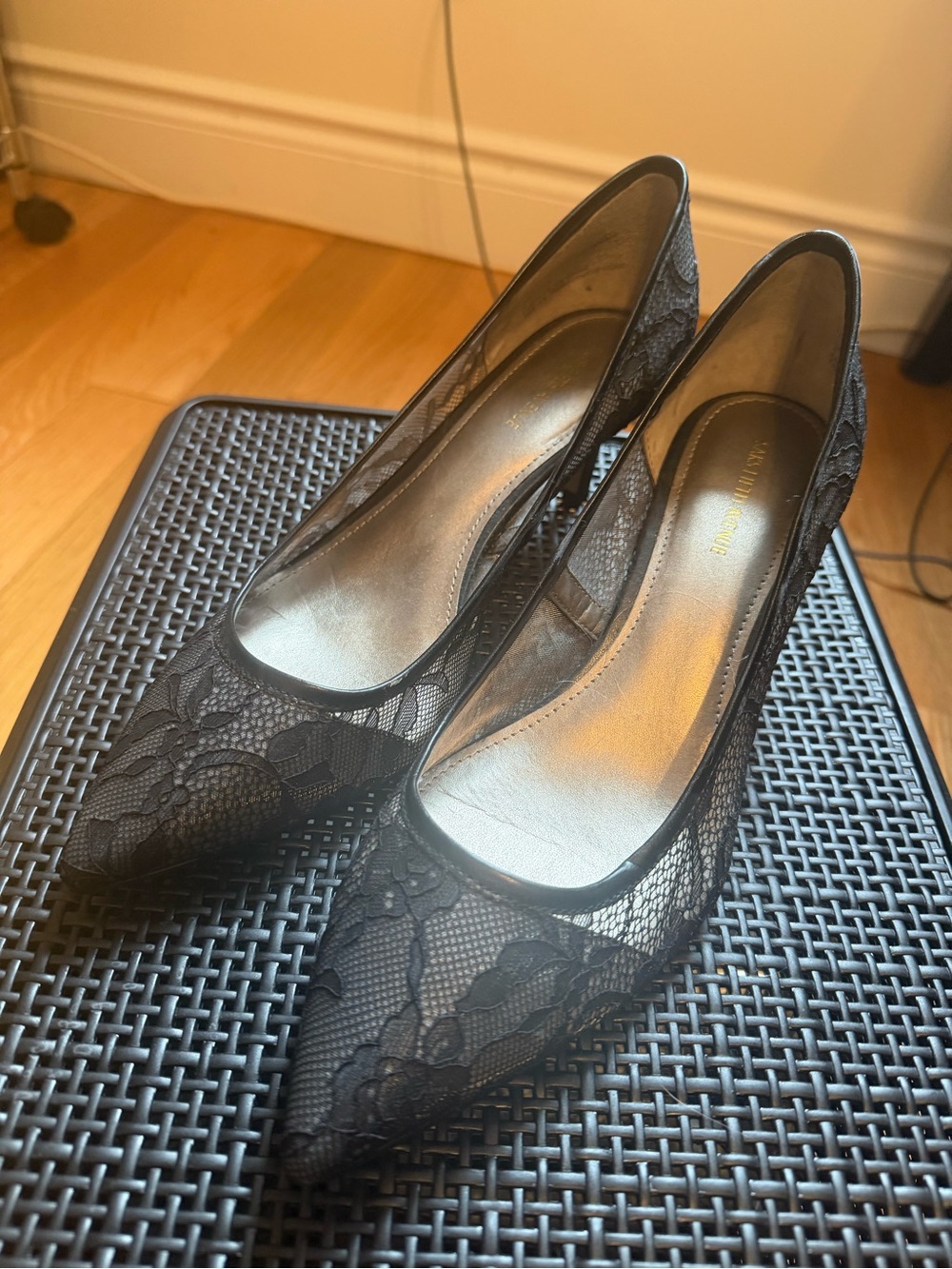 Sake Fifth Avenue Black Lace Pumps NWOT
